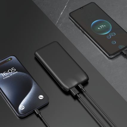 Power bank 10000 mAh 10W Power Delivery 2xUSB-C + 1xUSB-A svart
