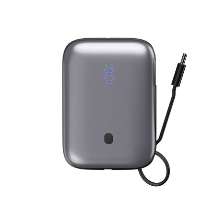 Power bank 10000 mAh 20W Power Delivery Compact med inbyggd utdragbar USB-C-kabel 1m svart