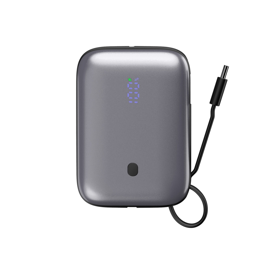 Power bank 10000 mAh 20W Power Delivery Compact med inbyggd utdragbar USB-C-kabel 1m svart