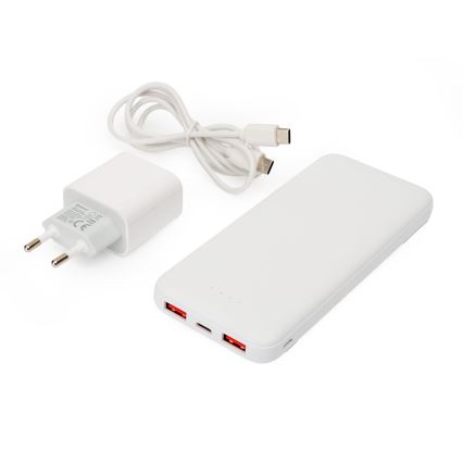 Power bank 10000 mAh + adapter 20W Power Delivery + USB-C/USB-C kabel 1m vit