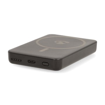 Power bank 2i1 magnetisk med trådlös laddning MagSafe 5000 mAh svart