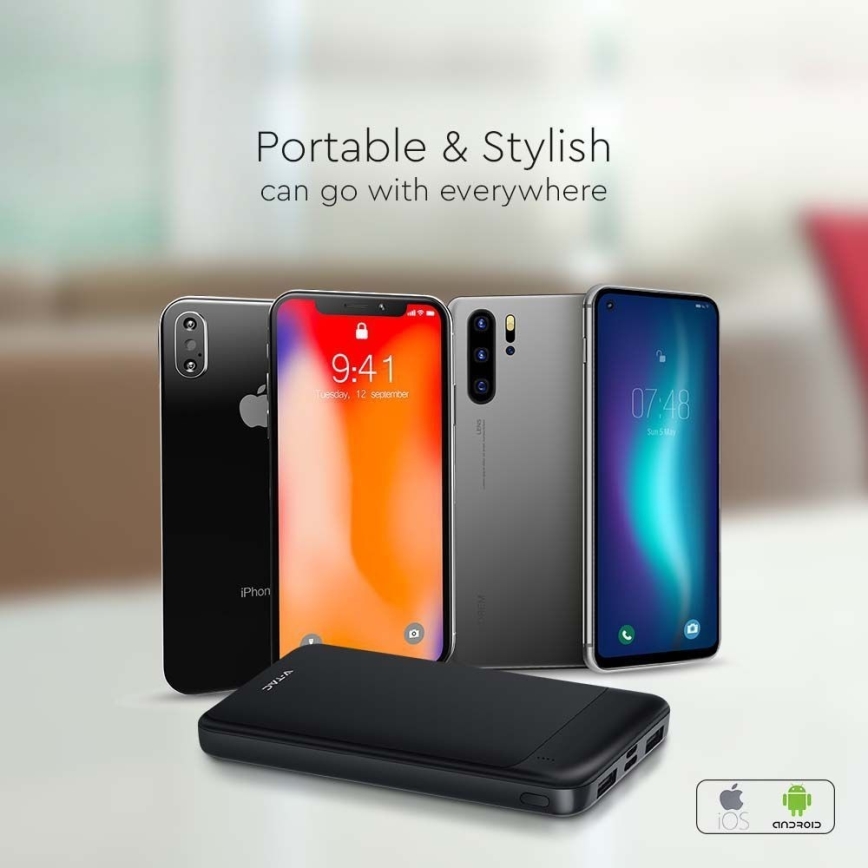 Power bank Power Delivery 10000mAh/22,5W/5V svart