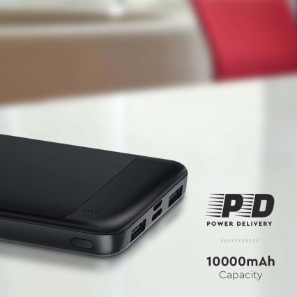Power bank Power Delivery 10000mAh/22,5W/5V svart