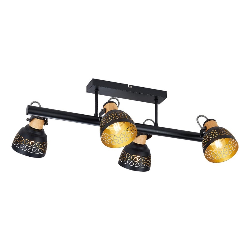 Prezent 27524 - Ytmonterad ljuskrona MESCALA 4xE14/40W/230V svart/gummiträd