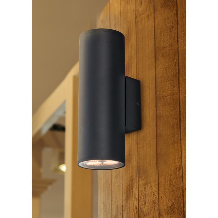 Prezent 39037 - Vägglampa för utomhusbruk RETO XL 2xE27/60W/230V IP54