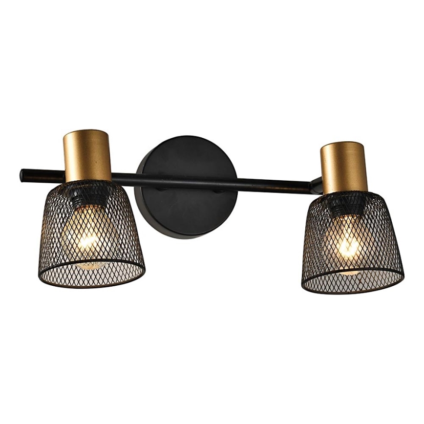 Prezent 75471 - Väggspotlight DAYTONA 2xE14/40W/230V svart/guld