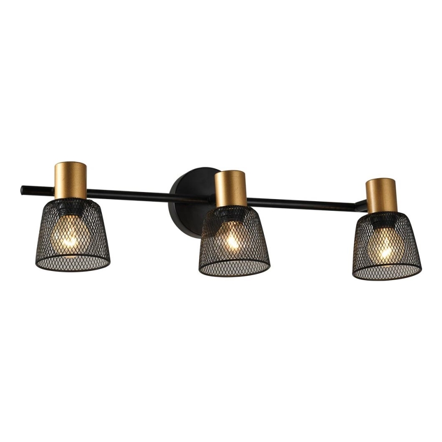 Prezent 75472 - Väggspotlight DAYTONA 3xE14/40W/230V svart/guld