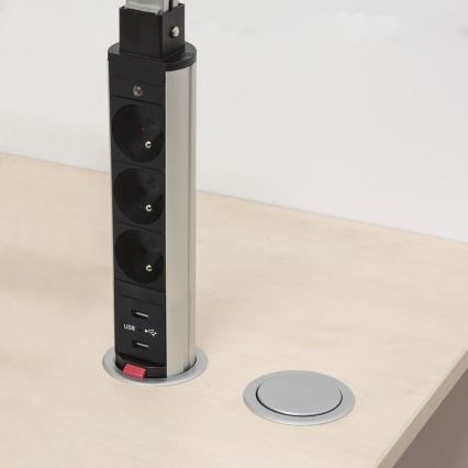 Přípojný zásuvkový pollare  diameter  desku stolu 3x230V + 2xUSB