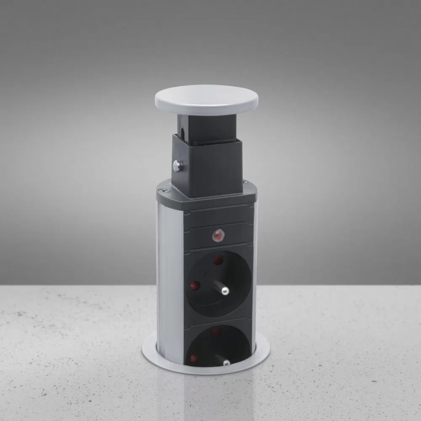 Přípojný zásuvkový pollare  diameter  desku stolu 3x230V + 2xUSB