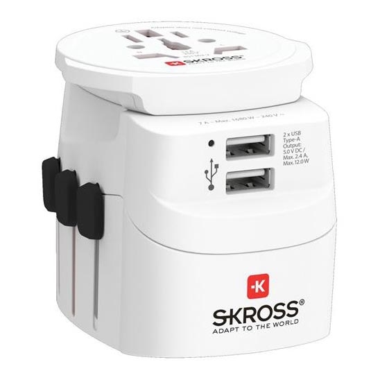 PRO Light reseadapter USB 2A – världsomfattande (UK, USA, AUS/CN), 2x USB-A 12W