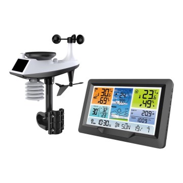Professionell väderstation med LCD-färgskärm och väckarklocka 3xAA