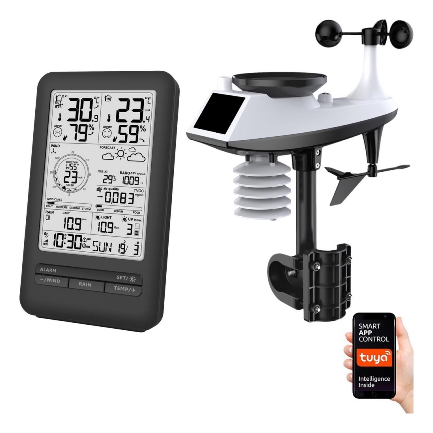 Professionell väderstation med LCD-skärm 5V/2xAA + 3xAA + 2xAA Wi-Fi Tuya