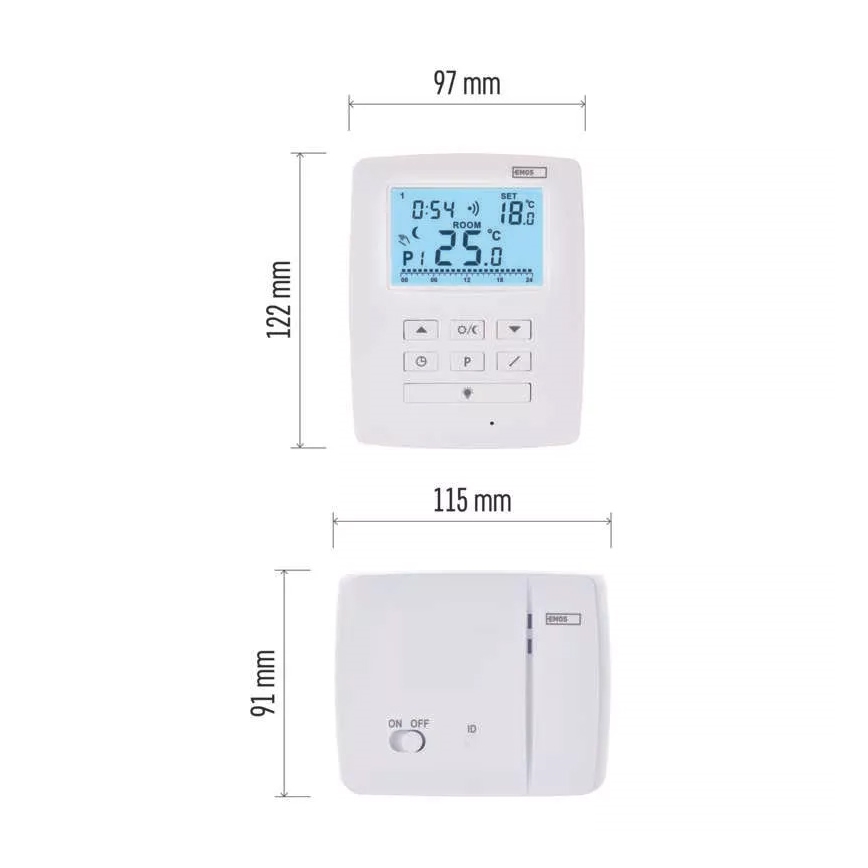 Programmerbar termostat 230V+2xAA