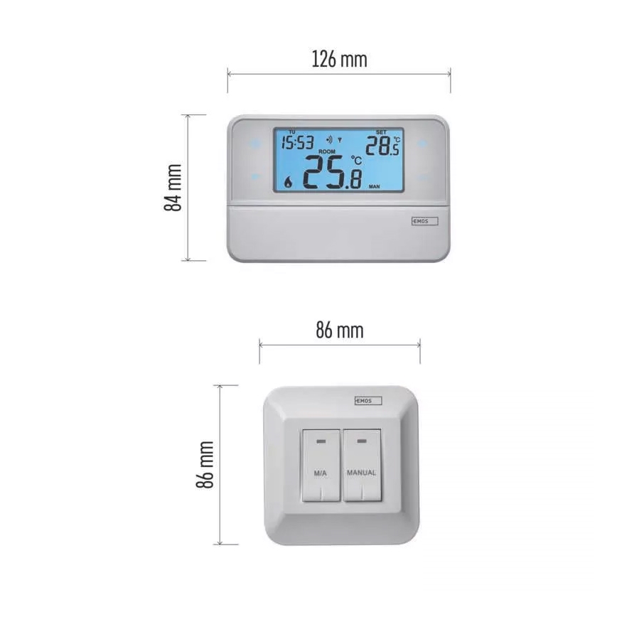 Programmerbar termostat 230V + 2xAA