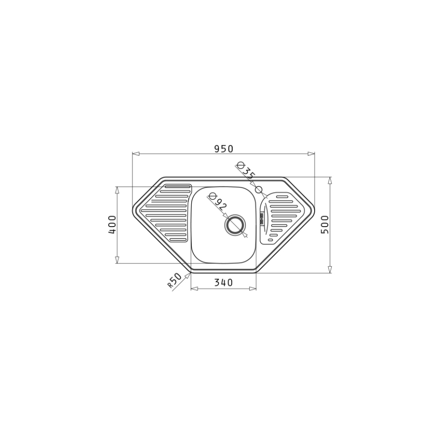 Pyramis 108760801 - Diskho MEDUSA CORNER 95x50 cm