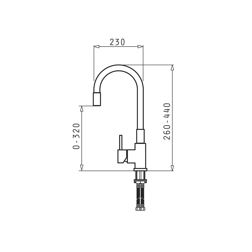 Pyramis 90938001 - Vaskkran med flexibel arm FLESSI grå
