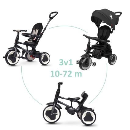 QPlay - 3-i-1 barntricykel RITO EVA PLUS svart