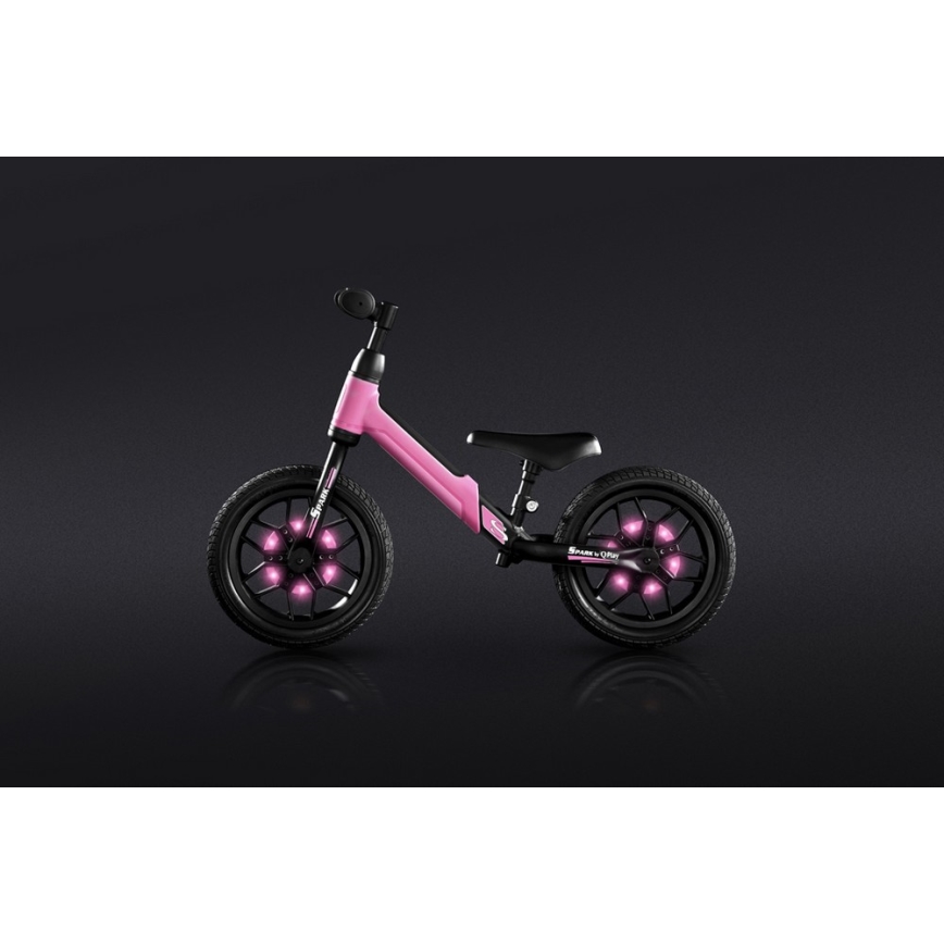 QPlay - Balanscykel med LED belysning på hjul SPARK rosa