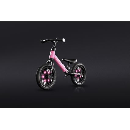 QPlay - Balanscykel med LED belysning på hjul SPARK rosa