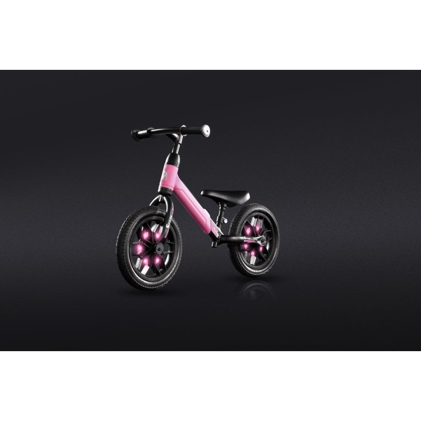 QPlay - Balanscykel med LED belysning på hjul SPARK rosa