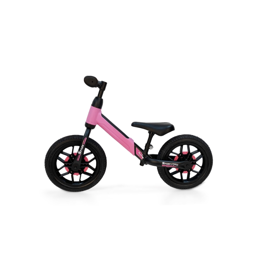 QPlay - Balanscykel med LED belysning på hjul SPARK rosa