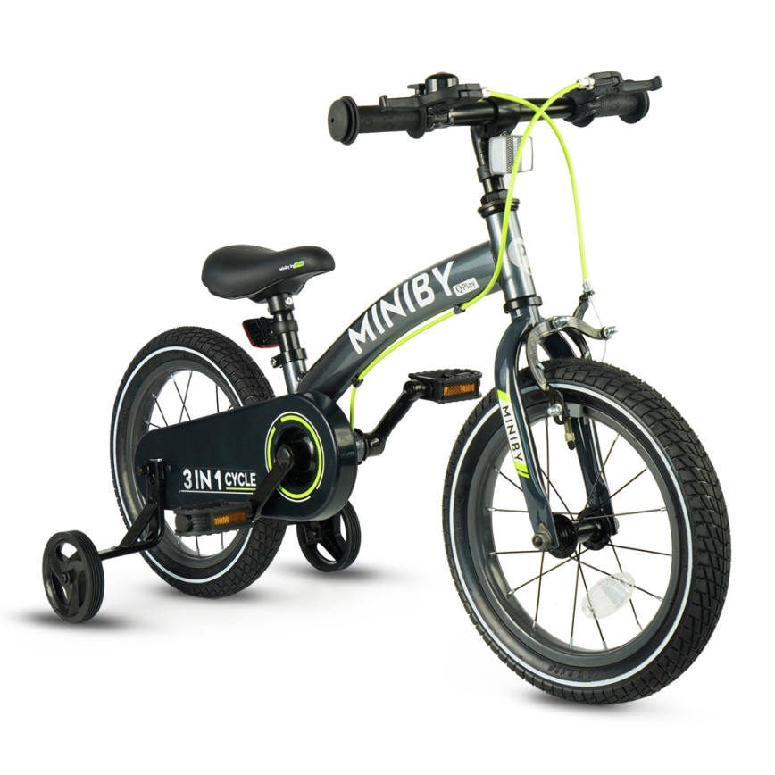 QPlay - Barncykel 14 MINIBY 3 i 1 grå