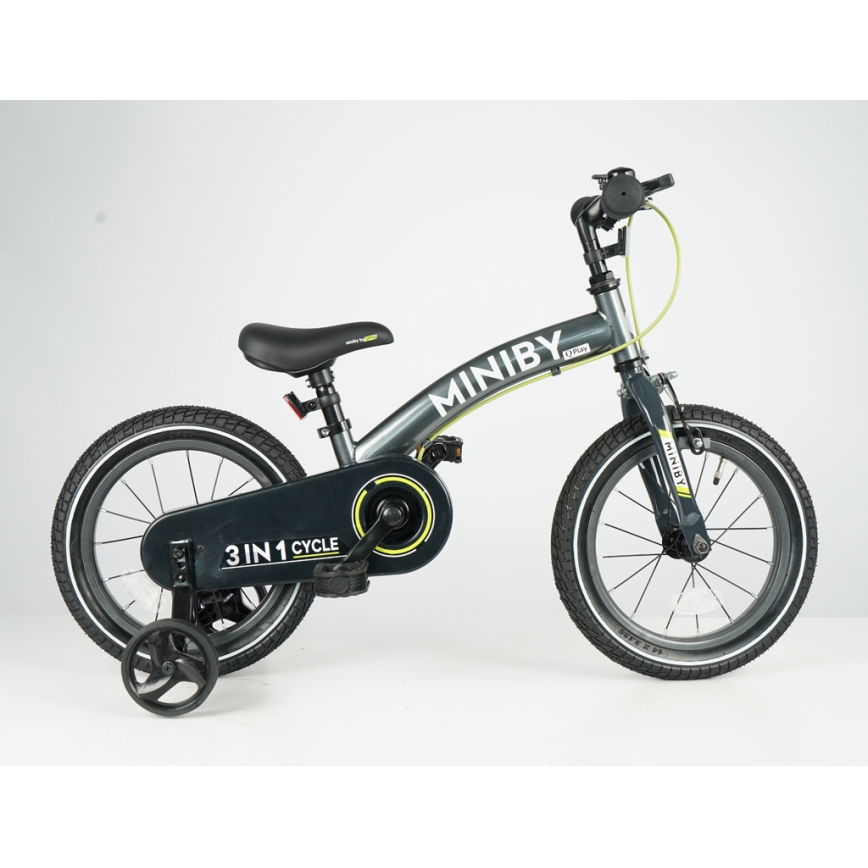 QPlay - Barncykel 14 MINIBY 3 i 1 grå