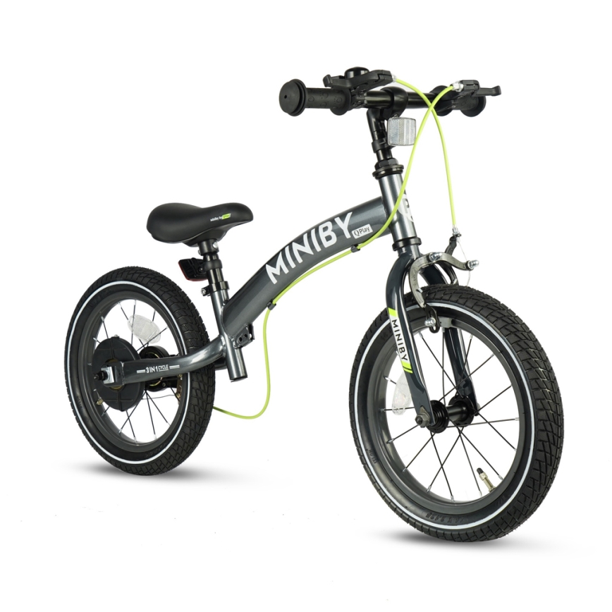 QPlay - Barncykel 14 MINIBY 3 i 1 grå