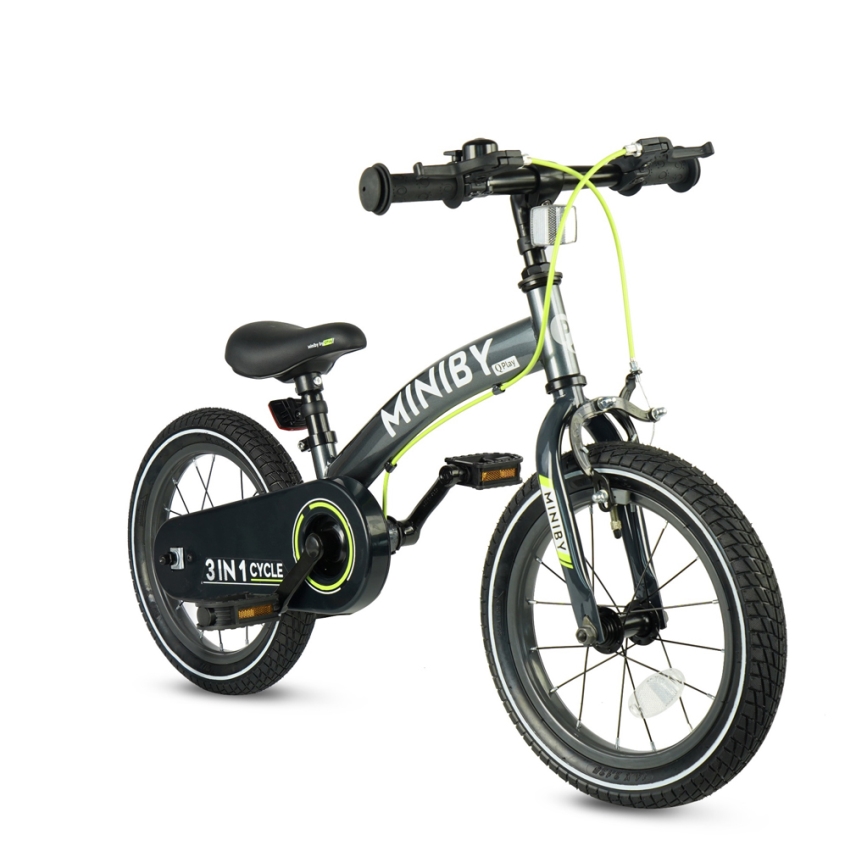 QPlay - Barncykel 14 MINIBY 3 i 1 grå