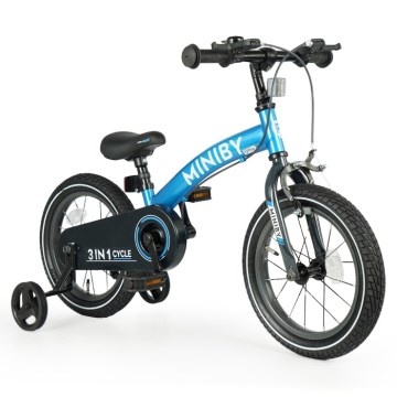 QPlay - Barncykel 14" MINIBY 3i1 blå