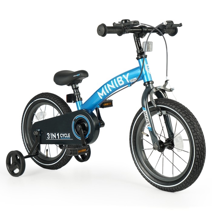 QPlay - Barncykel 14" MINIBY 3i1 blå