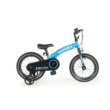 QPlay - Barncykel 14" MINIBY 3i1 blå