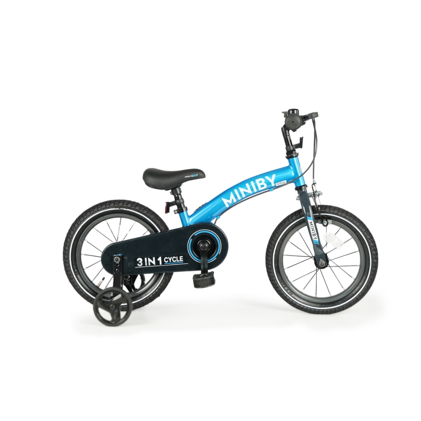 QPlay - Barncykel 14" MINIBY 3i1 blå