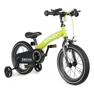 QPlay - Barncykel 14" MINIBY 3i1 grön