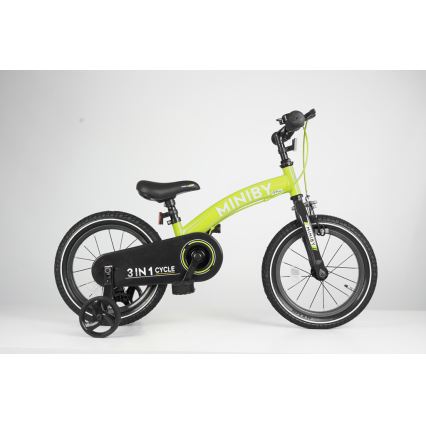 QPlay - Barncykel 14" MINIBY 3i1 grön