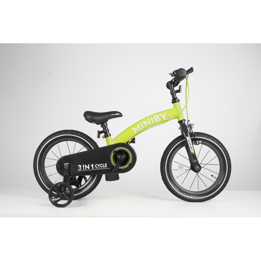 QPlay - Barncykel 14" MINIBY 3i1 grön