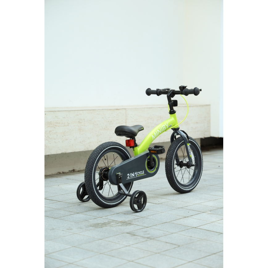 QPlay - Barncykel 14" MINIBY 3i1 grön