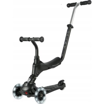 QPlay - Barnsparkcykel med LED-hjul 5-i-1 SEMA PRO svart