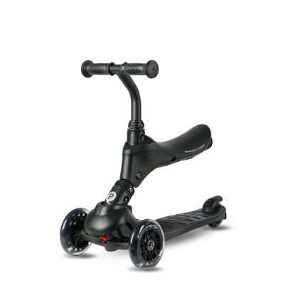 QPlay - Barnsparkcykel med LED-hjul 5-i-1 SEMA PRO svart