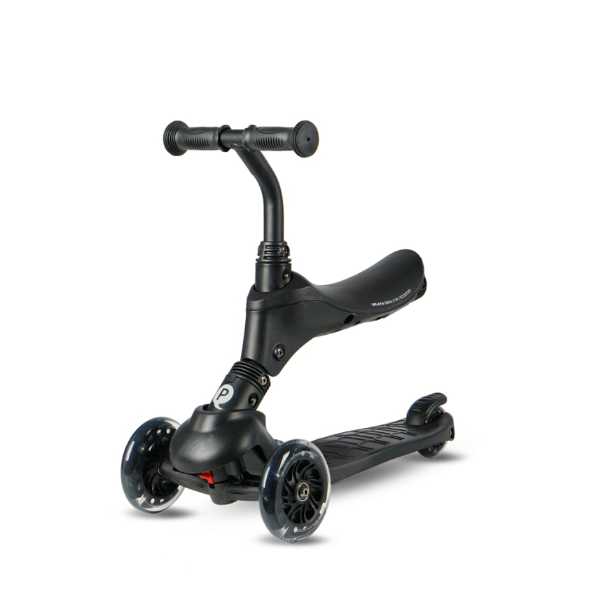 QPlay - Barnsparkcykel med LED-hjul 5-i-1 SEMA PRO svart