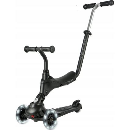 QPlay - Barnsparkcykel med LED-hjul 5-i-1 SEMA PRO svart