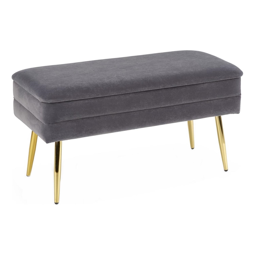Quiltad bänk med förvaringsutrymme VELVA 37x78 cm grå/guld