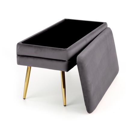 Quiltad bänk med förvaringsutrymme VELVA 37x78 cm grå/guld