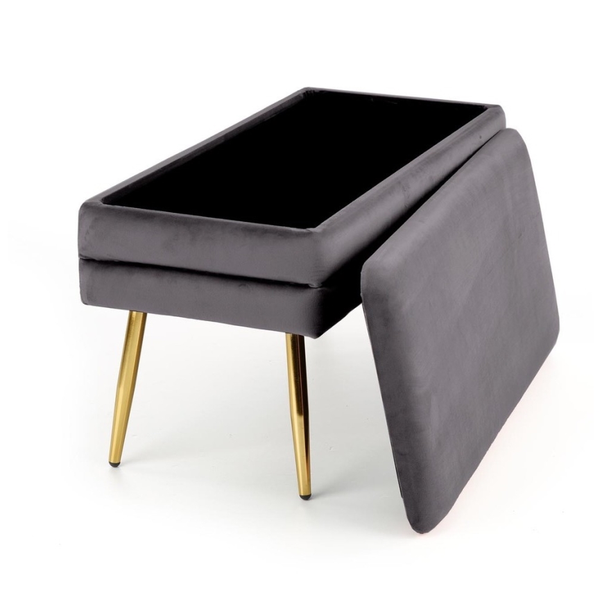 Quiltad bänk med förvaringsutrymme VELVA 37x78 cm grå/guld