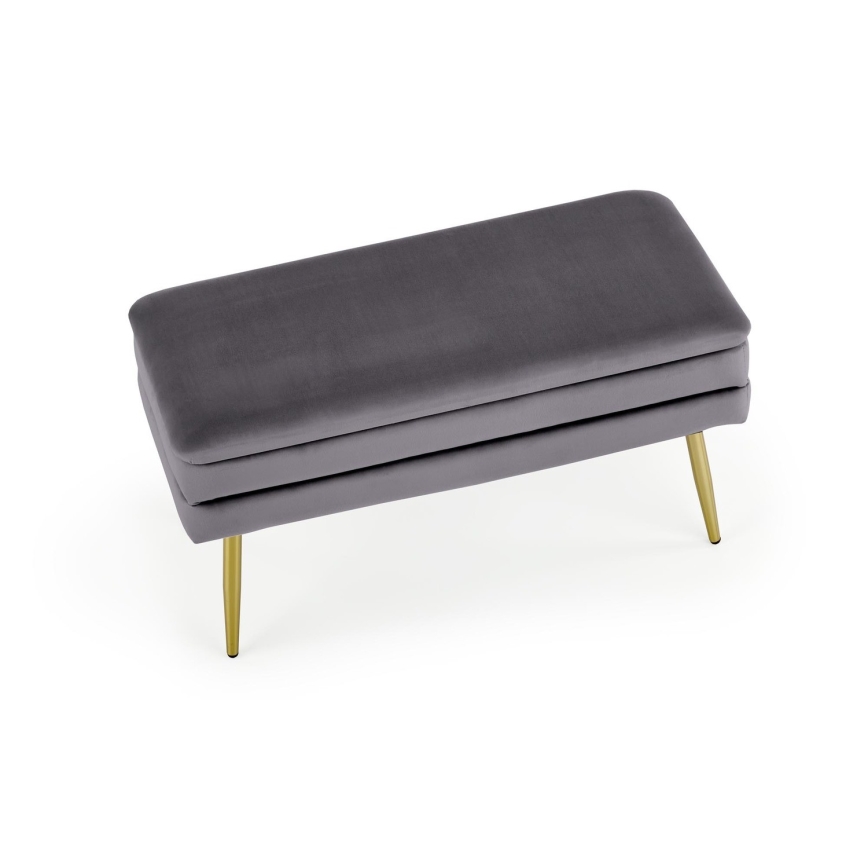 Quiltad bänk med förvaringsutrymme VELVA 37x78 cm grå/guld