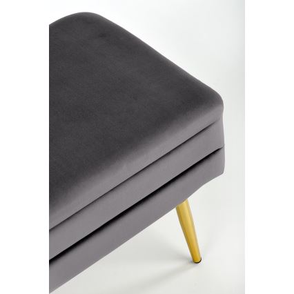 Quiltad bänk med förvaringsutrymme VELVA 37x78 cm grå/guld