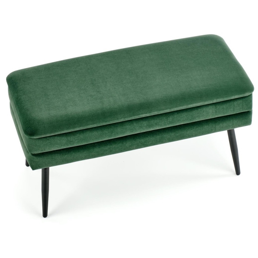Quiltad bänk med förvaringsutrymme VELVA 37x78 cm grön/svart