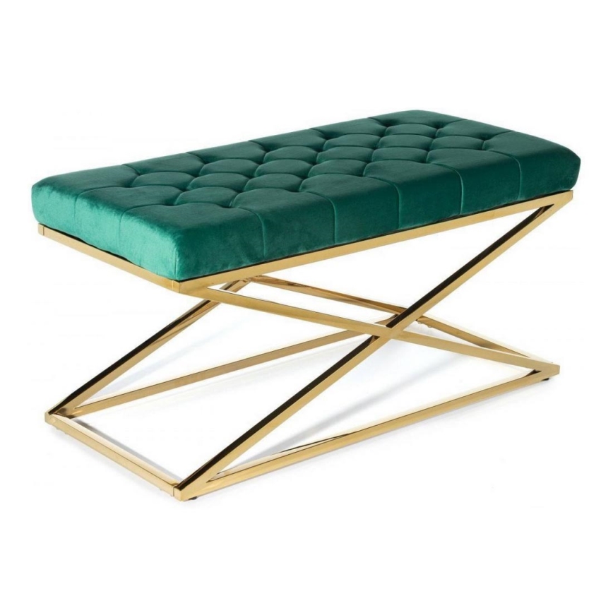 Quilted bench SALIBA 50x97 cm gyllene/grön