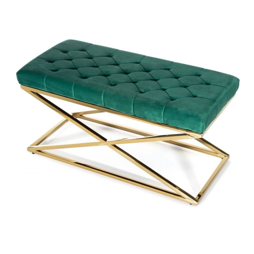 Quilted bench SALIBA 50x97 cm gyllene/grön