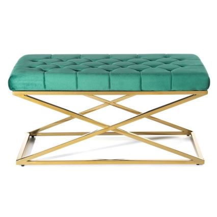 Quilted bench SALIBA 50x97 cm gyllene/grön